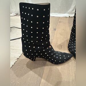 The Attico Black Studded Heeled Boots